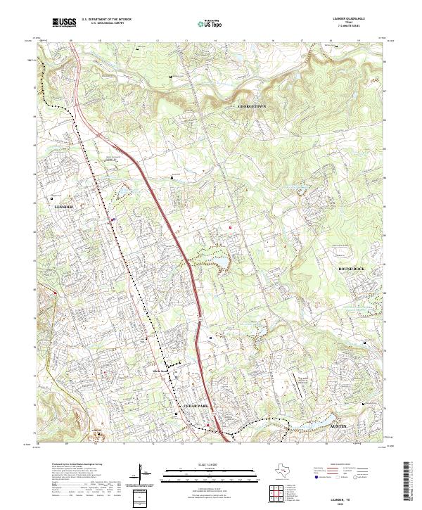 Leander topographic map thumbnail