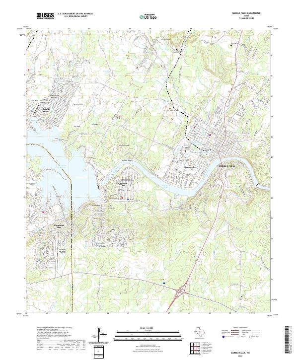 Marble Falls 2022 topographic map thumbnail