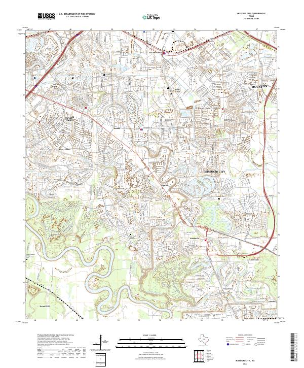 Missouri City 2022 topographic map thumbnail