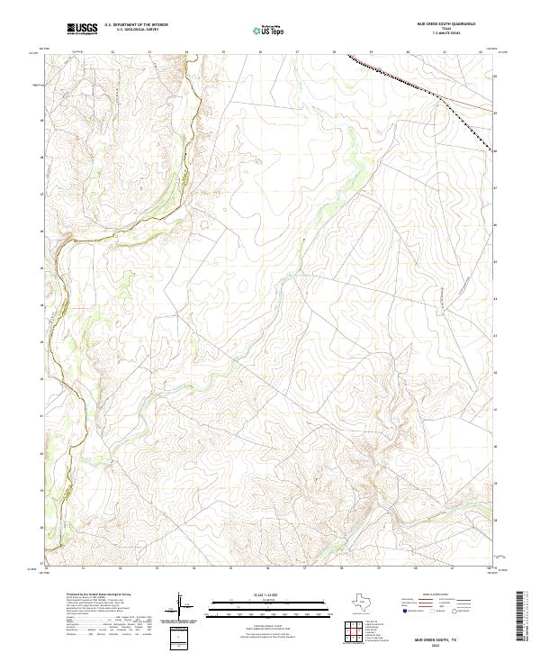 Mud Creek South 2022 topographic map thumbnail
