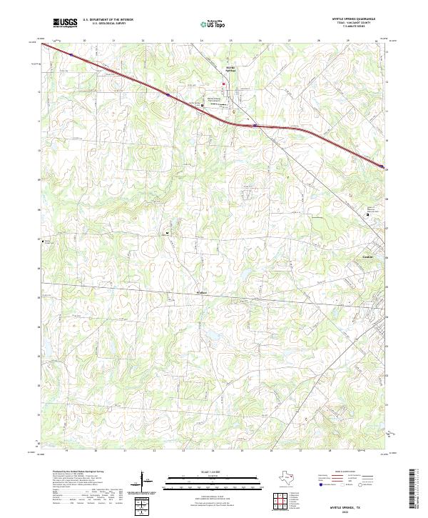 Myrtle Springs 2022 topographic map thumbnail