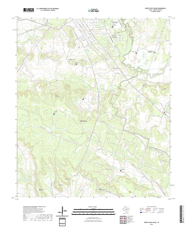 North Fort Hood 2022 topographic map thumbnail