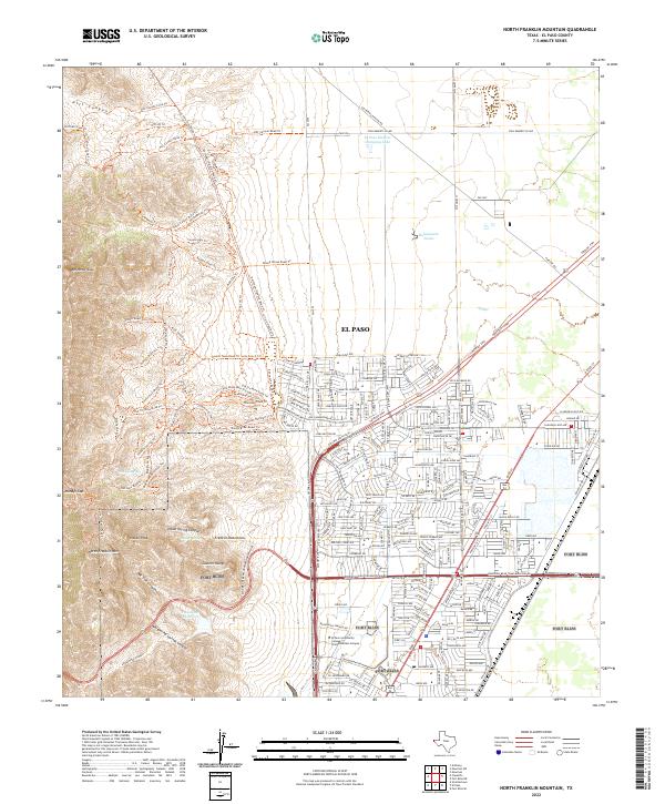 North Franklin Mountain topographic map thumbnail