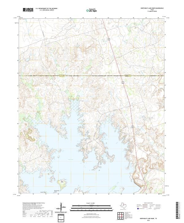 Northeast Lake Kemp topographic map thumbnail