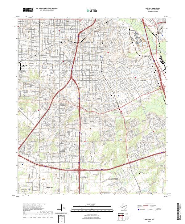 Oak Cliff topographic map thumbnail