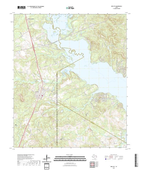 Ore City topographic map thumbnail