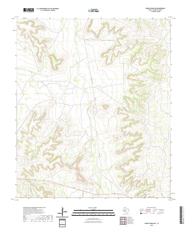 Owens Creek NW topographic map thumbnail
