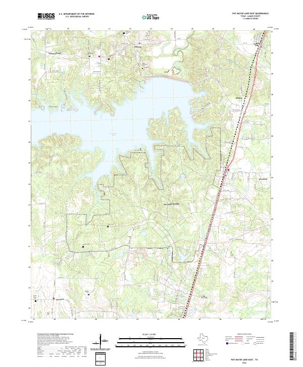 Pat Mayse Lake East topographic map thumbnail
