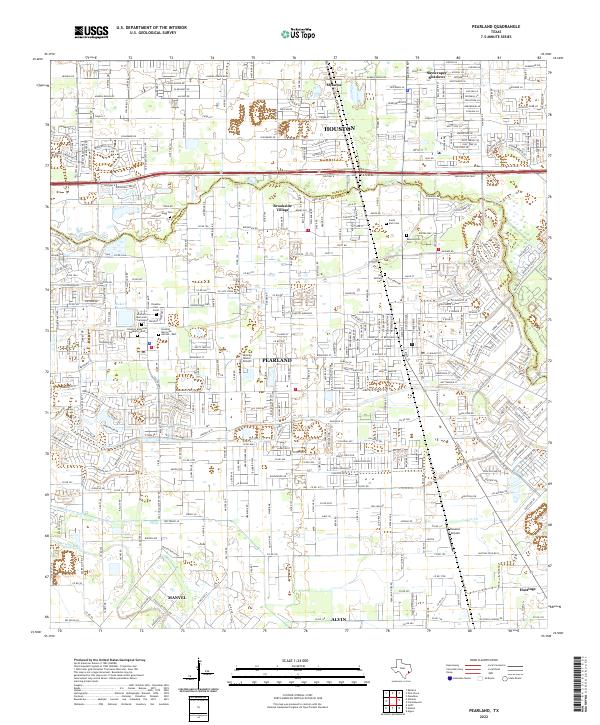 Pearland topographic map thumbnail