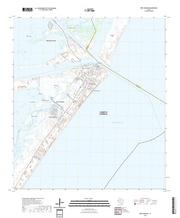 Port Aransas 2022 topographic map thumbnail