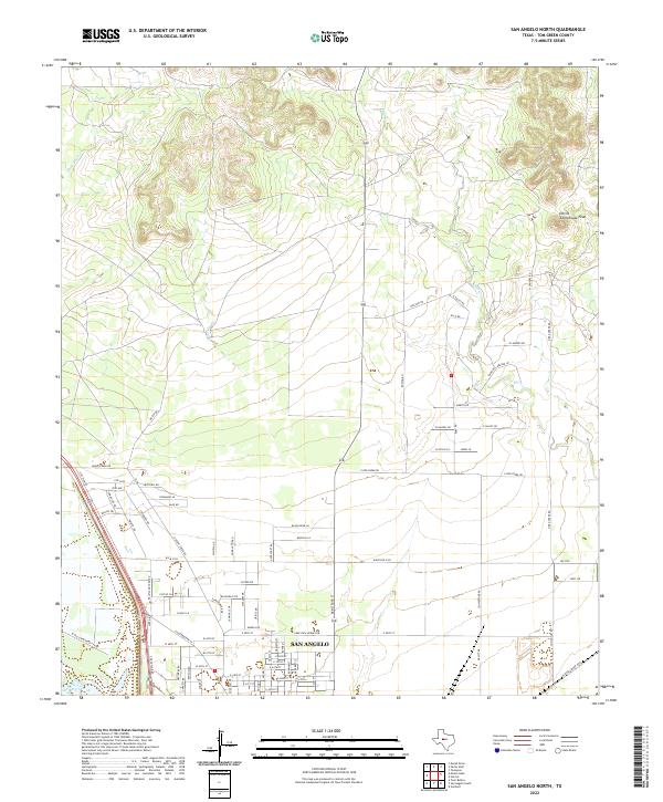 San Angelo North 2022 topographic map thumbnail