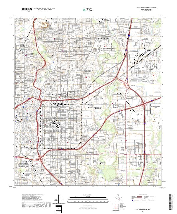 San Antonio East 2022 topographic map thumbnail
