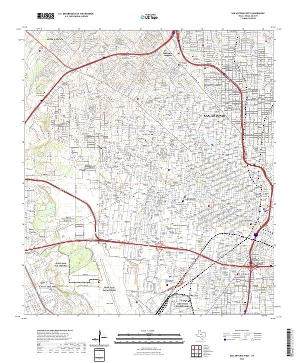 San Antonio West 2022 topographic map thumbnail