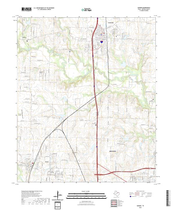 Sanger topographic map thumbnail