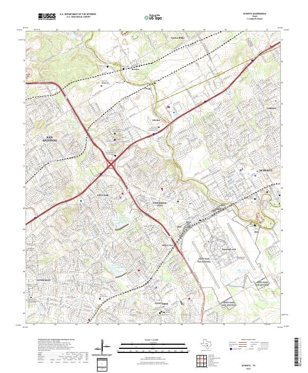 Schertz topographic map thumbnail
