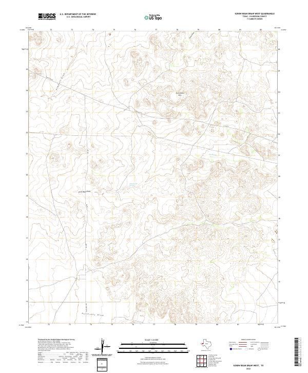 Screw Bean Draw West topographic map thumbnail