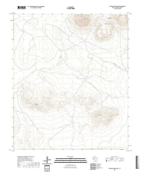 Sixteen Mountains topographic map thumbnail