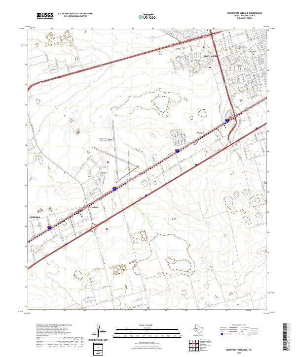 Southwest Midland 2022 topographic map thumbnail