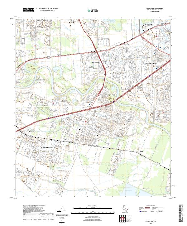 Sugar Land 2022 topographic map thumbnail
