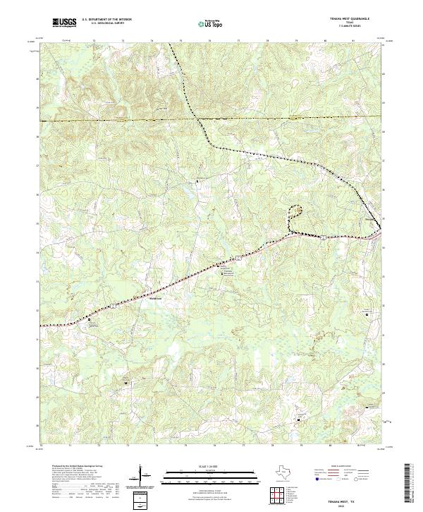 Tenaha West 2022 topographic map thumbnail