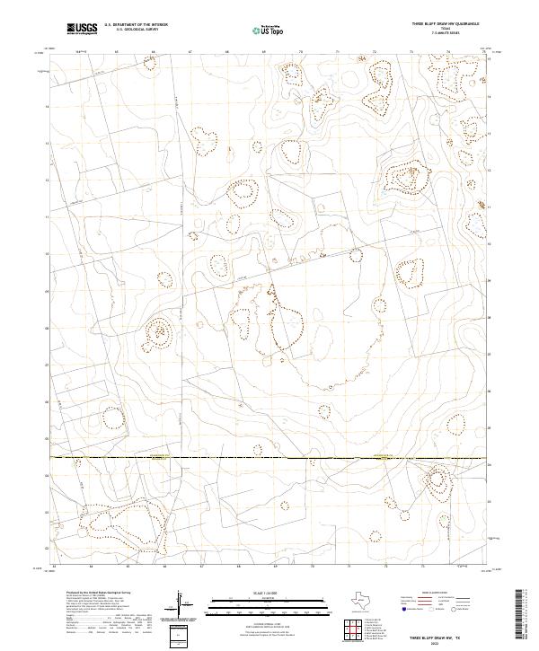 Three Bluff Draw NW 2022 topographic map thumbnail
