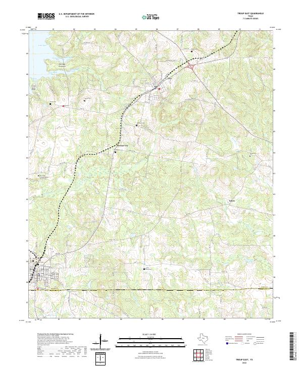 Troup East 2022 topographic map thumbnail
