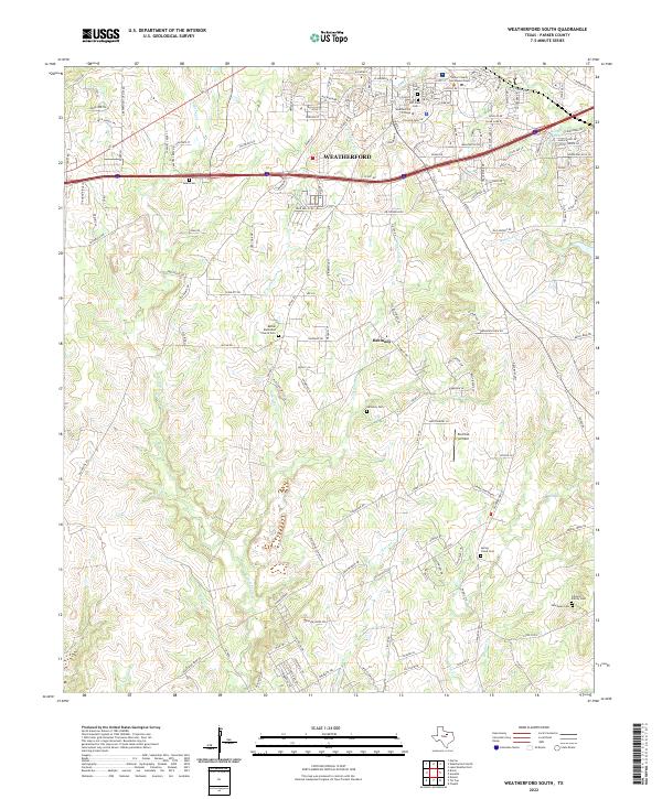 Weatherford South topographic map thumbnail