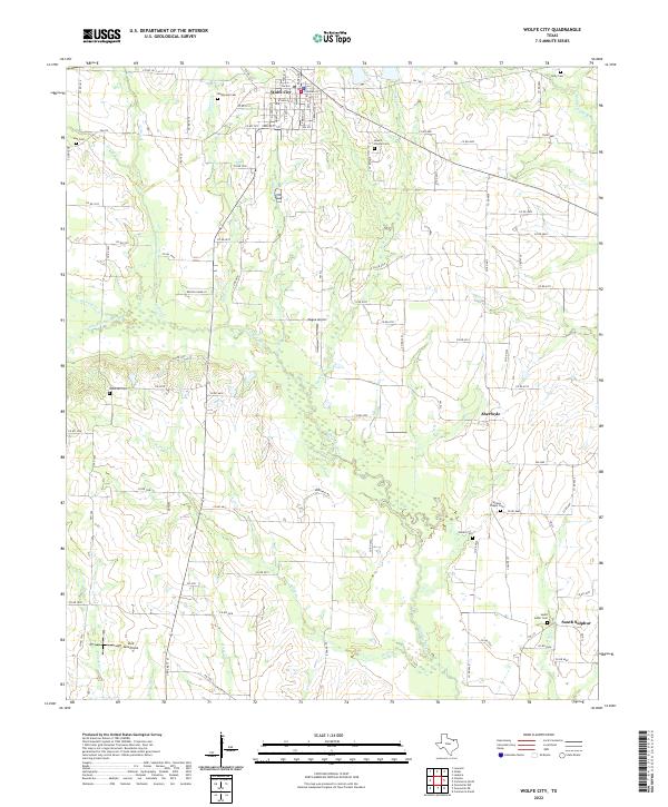 Wolfe City topographic map thumbnail