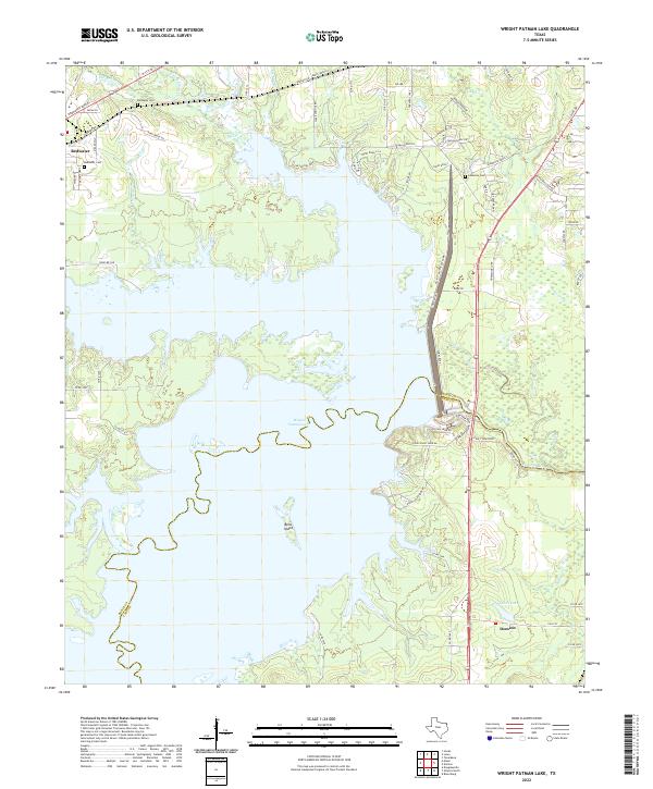 Wright Patman Lake topographic map thumbnail