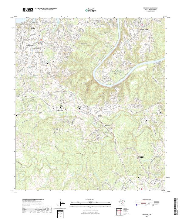 Bee Cave topographic map thumbnail