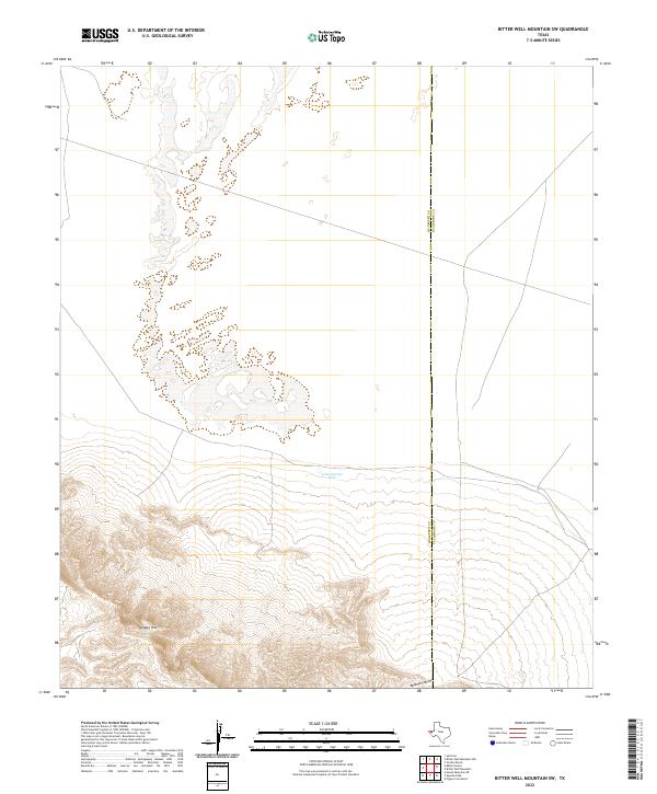 Bitter Well Mountain SW topographic map thumbnail