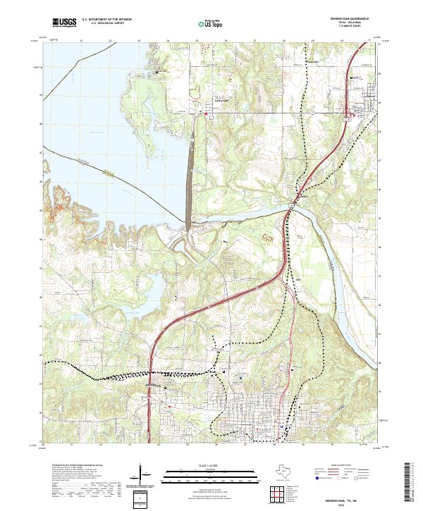 Denison Dam 2022 topographic map thumbnail