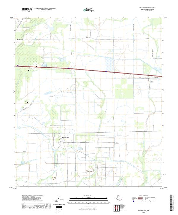 Monroe City 2022 topographic map thumbnail