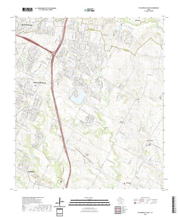Pflugerville East 2022 topographic map thumbnail