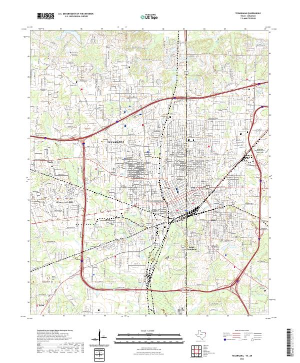 Texarkana 2022 topographic map thumbnail