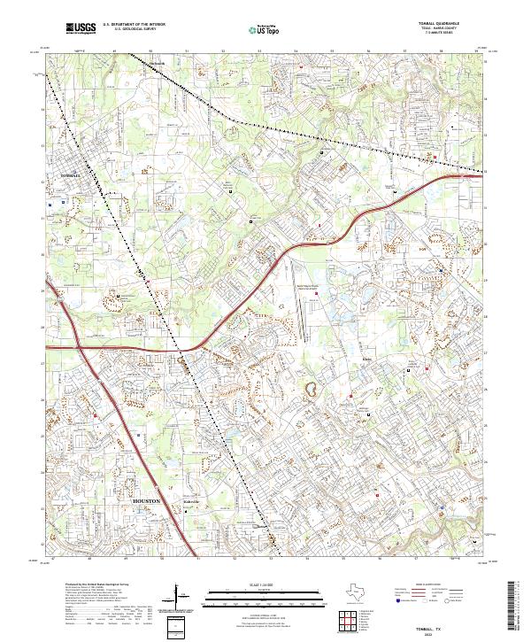 Tomball 2022 topographic map thumbnail