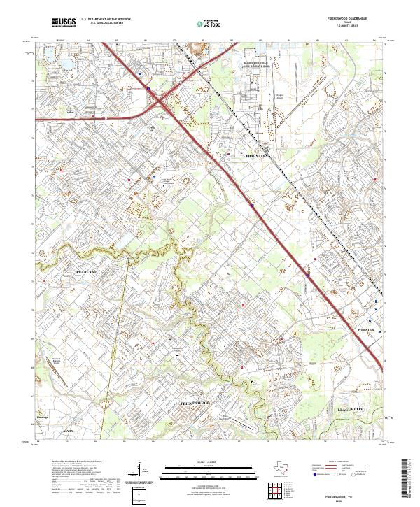 Friendswood 2022 topographic map thumbnail