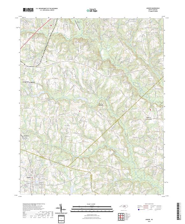 Angier topographic map thumbnail