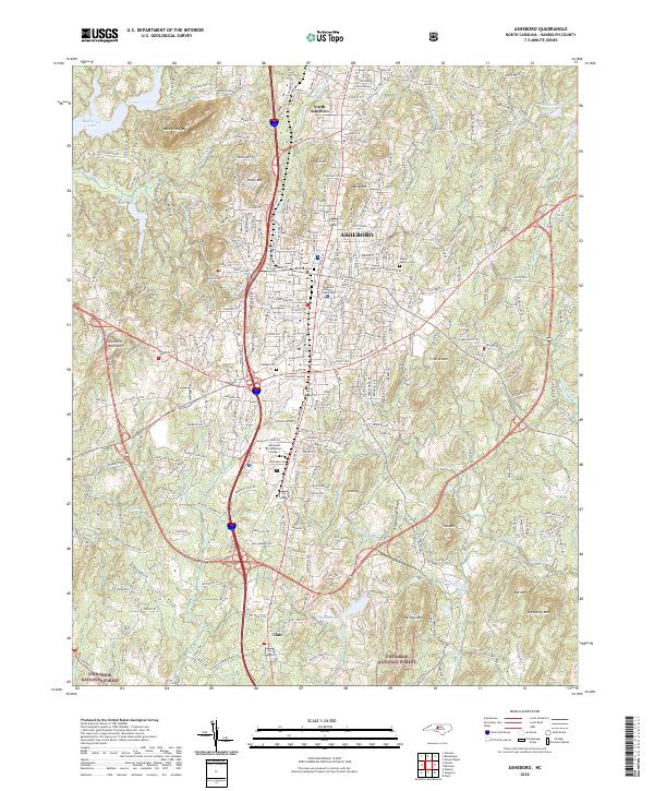 Asheboro topographic map thumbnail
