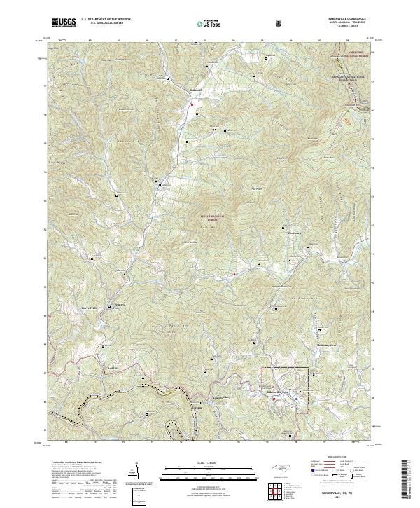 Bakersville topographic map thumbnail