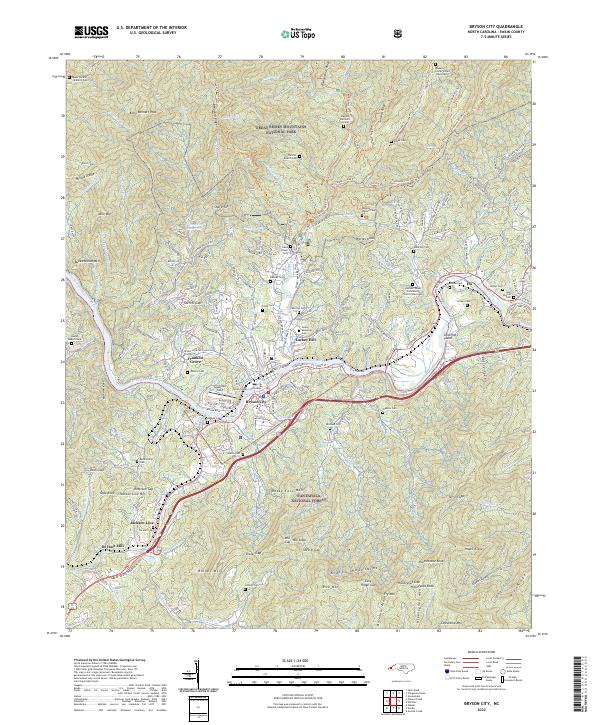 Bryson City topographic map thumbnail