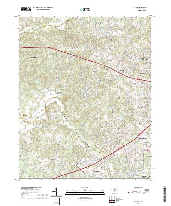 Clemmons topographic map thumbnail