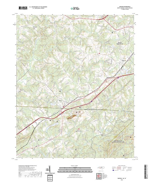 Grover topographic map thumbnail