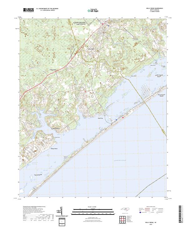 Holly Ridge topographic map thumbnail