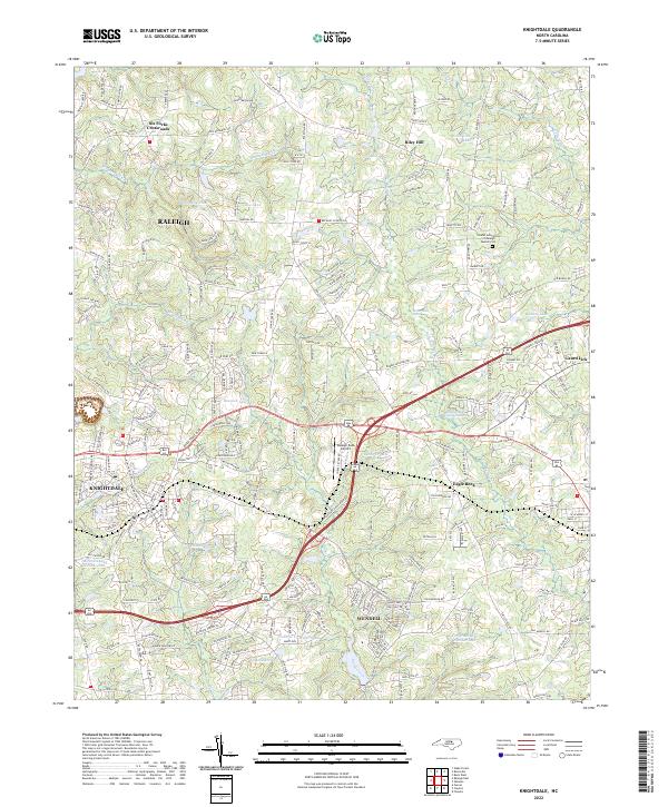 Knightdale topographic map thumbnail