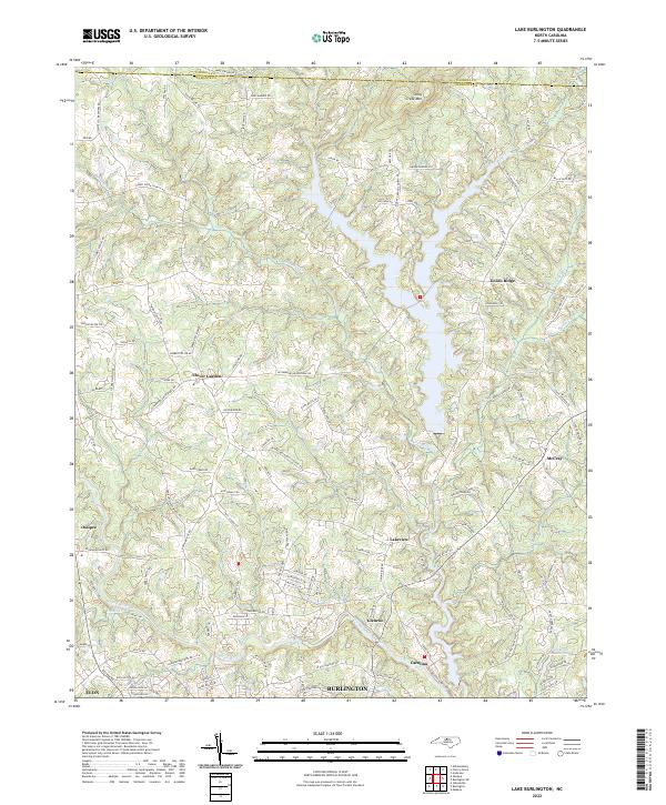 Lake Burlington topographic map thumbnail