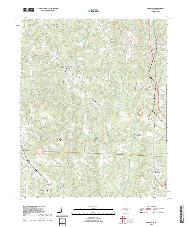 Lowesville 2022 topographic map thumbnail