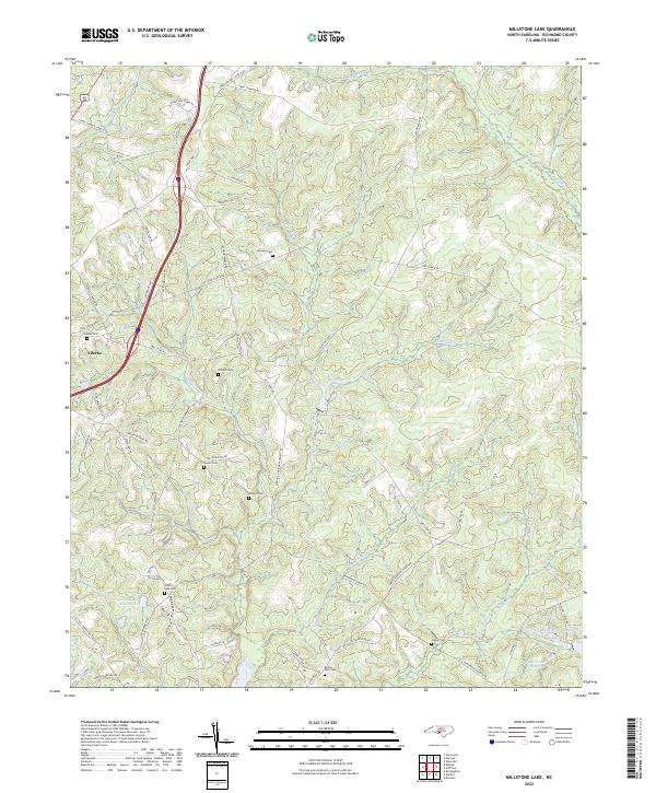 Millstone Lake 2022 topographic map thumbnail