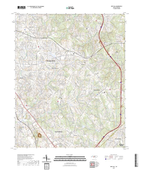 Mint Hill 2022 topographic map thumbnail