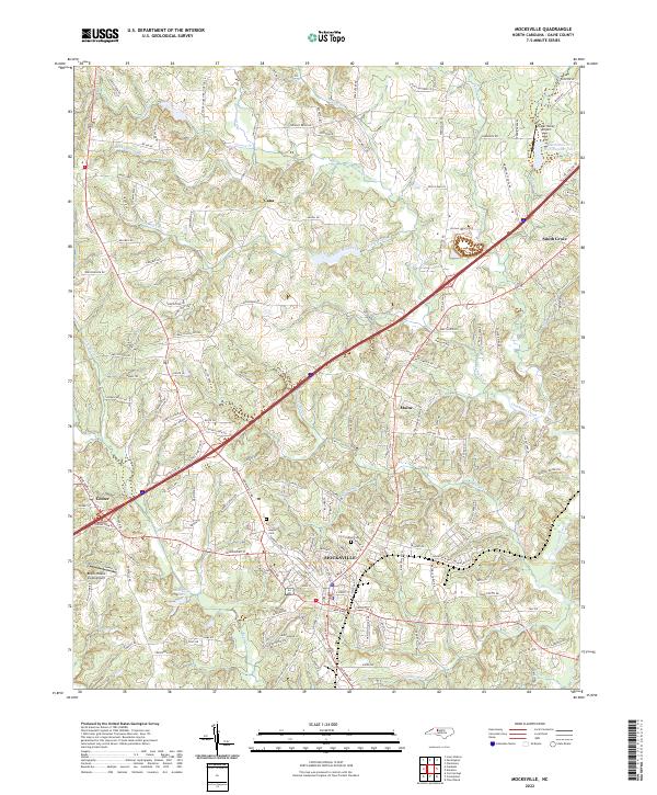 Mocksville 2022 topographic map thumbnail